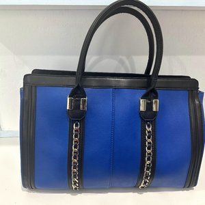 Just Fab Blue and black purse.  16 inches across and 7 inches deep